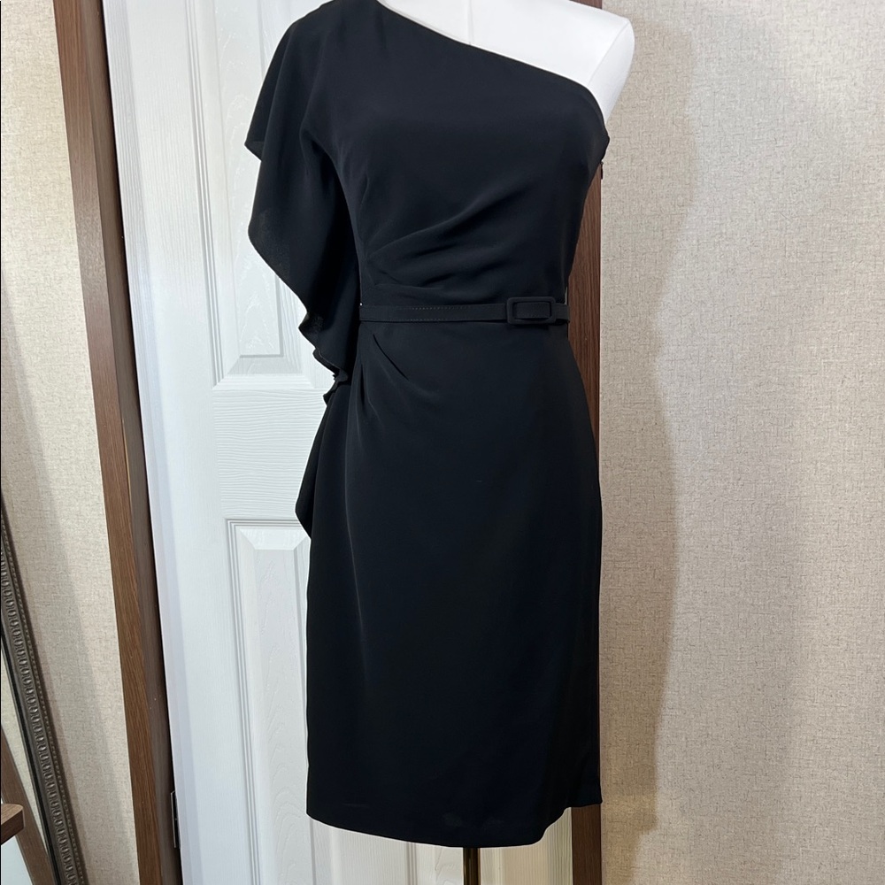 White House Black Market One-Shoulder Black Dress